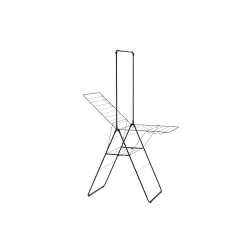 Image of Brabantia HangOn Drying Rack 20m + Rod - Matt Black | XXL Clothes Drying Space | Adjustable Wings & Hanger Rod | Foldable Indoor Airer | 99 x 7 x 66cm
