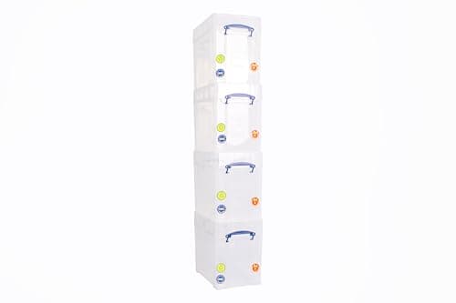 Image of Really Useful Box Plastic Storage 19 Litre With XL Lid Clear (Pack Of 4)