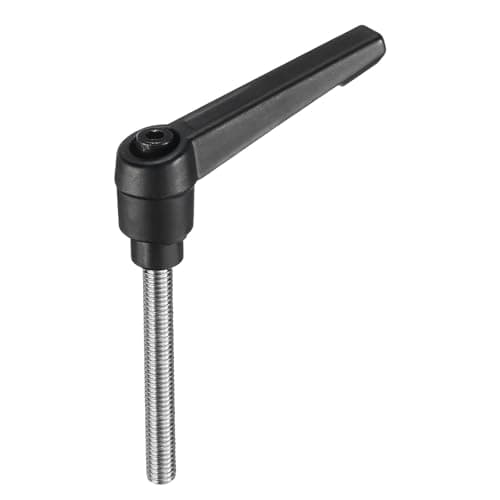 Image of sourcing map Adjustable Clamping Lever Handle M6 x 50mm Metric 304 Stainless Steel Male Threaded Stud Hand Knobs Push Button Ratchet Rotating Screw Handles Bolts with Locking Lever Black