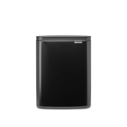 Image of Brabantia - Bo Waste Bin 12L - Stylish & Handy Rubbish Bin - Easy Open & Soft Closing Lid - Hygienic & Space Efficient - Transport Grip - for Bathroom, Home Office & Bedroom - Matt Black