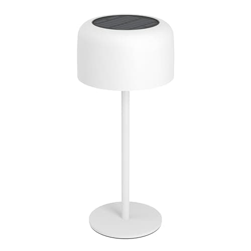 Image of Eglo Cordless LED Table lamp Roccanova, Wireless Solar Light, 3-Step Touch dimmable, Rechargeable Outdoor Lighting for Balcony and Garden, White Steel, Warm White, IP44