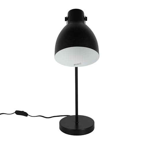 Image of TEKLED® LED Desk Lamp | Adjustable Armature Rotatable Table Light with Gold Steel Feature | Replaceable E27 Edison Screw Bulb Holder | for Bedside Reading Home Office Work Architects Students - Black