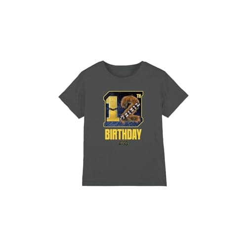 Image of Star Wars C3PO Chewbacca 12th Birthday Space Unisex Kids T Shirt, Charcoal, 3-4 Years