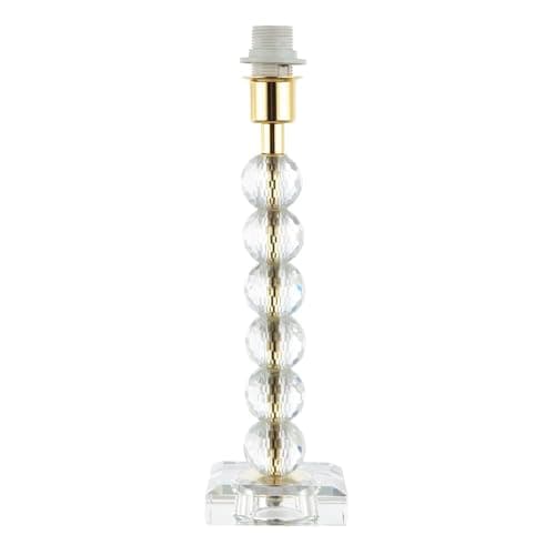 Image of Happy Homewares Contemporary Clear K9 Crystal Glass and Polished Gold Table Lamp Base with Six Faceted Spheres | 1 x E14 7w | 32cm Height