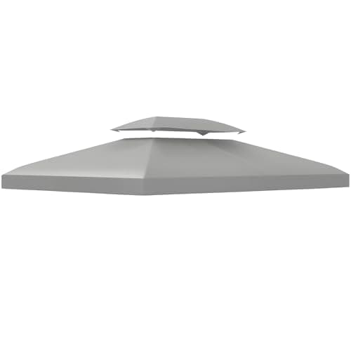 Image of Outsunny 3x4m Gazebo Canopy Replacement, 2 Tier Top Roof UV Cover Garden Patio Outdoor Sun Awning Shelters, Light Grey (TOP COVER ONLY)