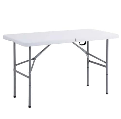 Image of 3ft 4ft 6ft Trestle Table Indoor Outdoor Garden Catering Folding Table with Handle Plastic Picnic Garden Foldable Plastic Table for Picnic Party Dinner Camping Hiking White ((L122 x W61 x H74 cm) 4FT)