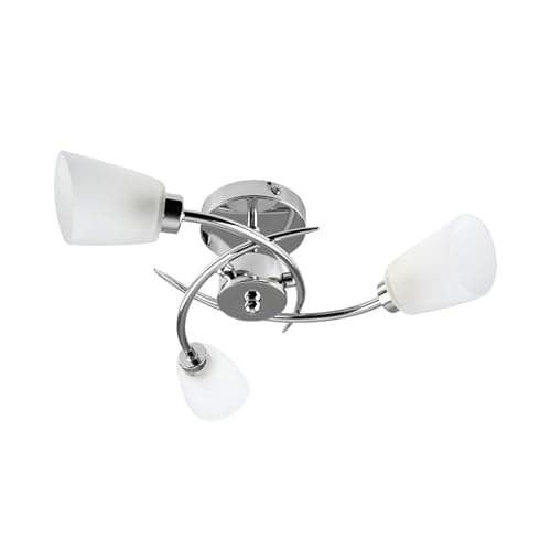 Image of MiniSun | Modern 3 Way Spiral Polished Chrome Ceiling Light Fitting with Frosted Glass Shades | Pendant Lights, Home Décor & Improvement Essential | Mains Wired