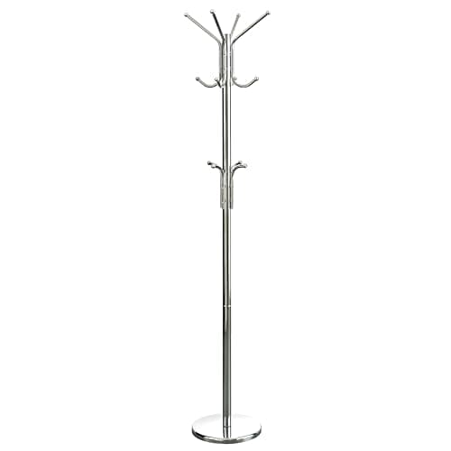 Image of Premier Housewares Floor Standing Coat Hooks / Hallway Coat Stand / Bedroom Coat Stands / Chrome Clothes Hooks - 12 Hooks