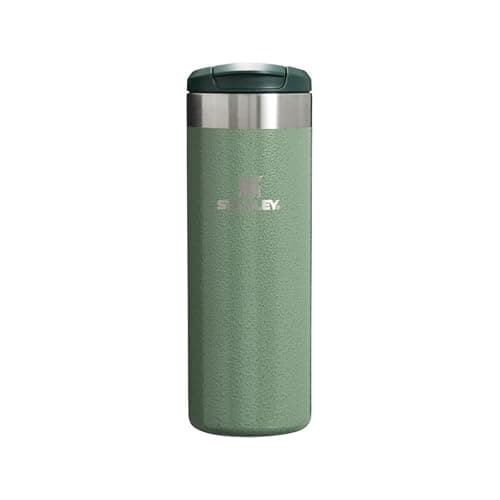 Image of STANLEY 1913 Aerolight Transit Travel Mug 0.47L - Keeps 6 Hours Hot - 8 Hours Cold - Dishwasher Safe - Leakproof - Car Cup Holder Compatible - Insulated Coffee Cup - Hammertone Green