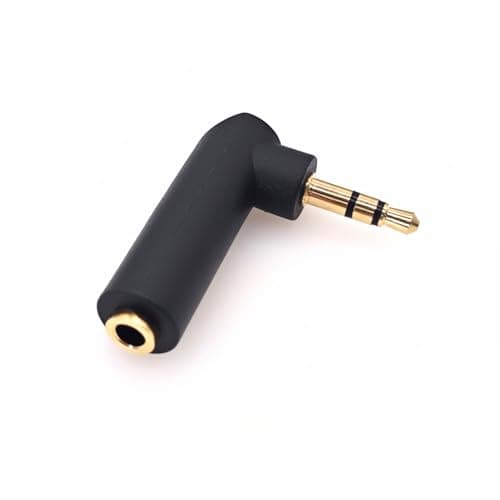 Image of JZK 3.5mm 90 degree right angle jack adapter, gold-plated 3 Pole TRS audio stereo male to female converter, AUX headphone audio extender