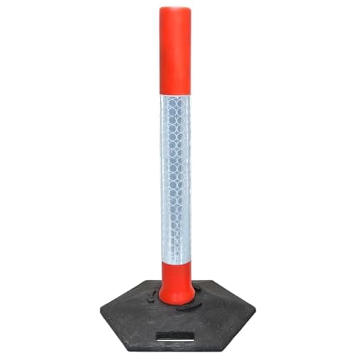 Image of Traffic Cylinder Post with Weighted Base – Orange Bollard for Temporary Road Safety & Crowd Control | No Fixings Needed | Multiple Sizes & Packs – Street Solutions UK (1, 1000mm)