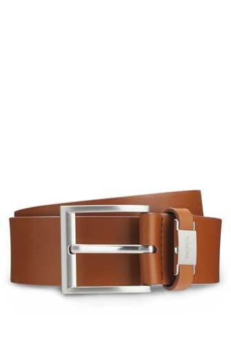 Image of BOSS Mens Connio Branded-keeper belt in Italian leather