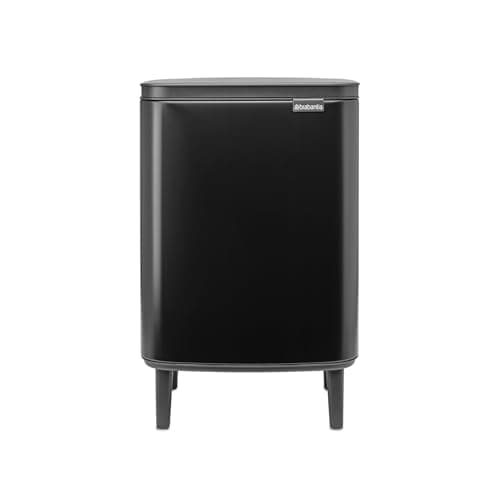 Image of Brabantia - Bo Waste Bin Hi 12L with Soft Close Lid, Removable Inner Bucket, and Transport Grip – Ideal for Bathroom, Bedroom, and Home Office – Matt Black