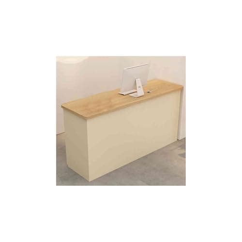 Image of Modern Reception Counter with Drawers - Front Desk Welcome Unit Showcase Display for Retail Lobby Salon & Office - Stylish Oak Finish (Apricot Wood)