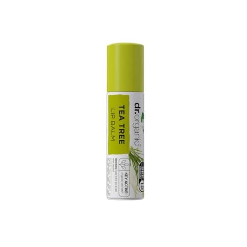 Image of Dr Organic Tea Tree Lip Balm, Moisturising, SPF 15, Mens, Womens, Natural, Vegetarian, Cruelty-Free, Paraben & SLS-Free, Recycled & Recyclable, Organic, 5.7ml, Packaging may vary