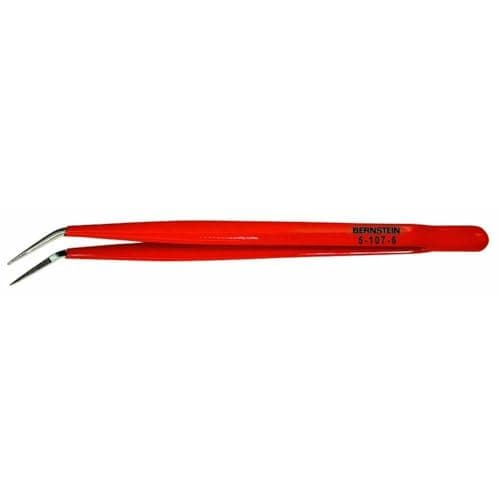 Image of Bernstein 5-107-6 Mechanical Forceps 150 mm Curved Points Nickel-Plated Protective Insulation
