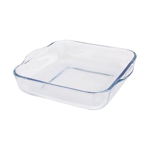 Image of Argon Tableware Square Glass Oven Dish - 24cm x 21cm - 1x Small Deep Baking Casserole Lasagne Roasting Roaster Cooking Tray Bowl | Microwave Safe, Freezer Safe