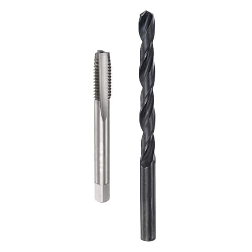 Image of sourcing map Tap and Drill Bit Set, 3/8-16 UNC Thread Tap & 5/16" Black Oxide Twist Drill Bit, Straight Flute Tap Tapping Threading Repair Tool Kit