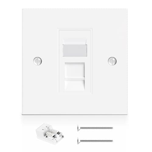 Image of VCELINK RJ45 Socket Cat6 Ethernet Wall Socket with Keystone Jack, Cat6 Wall Plate Single Port Faceplate Flat Data Socket for CAT6/CAT5E/CAT5 Network Cables