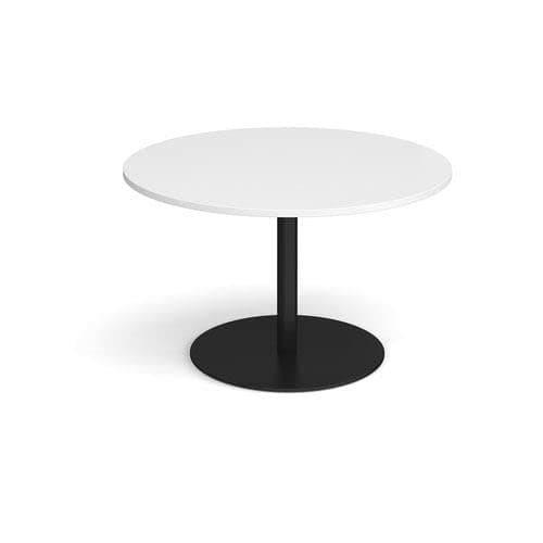 Image of Office Monster Milan circular boardroom table 1200mm - black base, white top