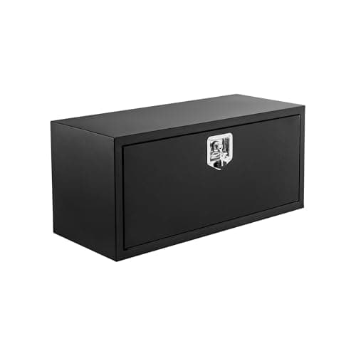 Image of Garvee Heavy Duty Steel Truck Tool Box with Lock, 24x14x16 Underbody Storage Chest, Waterproof & Low-Profile Design for Secure Tool & Gear Organization in Truck Beds, RV, or Trailer, Black