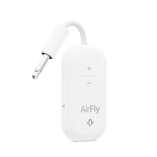 Image of Twelve South AirFly Pro 2 Bluetooth 5.0 Transmitter/Receiver for TV/Airplane to 2 Wireless Headphones – Wireless Adapter for AirPods, Airplane, Car, Gym, Home, Use with Any 3.5 mm Audio Jack, White