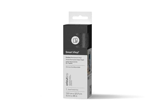 Image of Cricut Joy Smart Permanent Vinyl, Shimmer Black, 13.9cm x 1.2m, Self-Adhesive Vinyl Sheet | Ideal for Customising Mugs & DIY Crafts, for All Cutting Machines Joy Machine