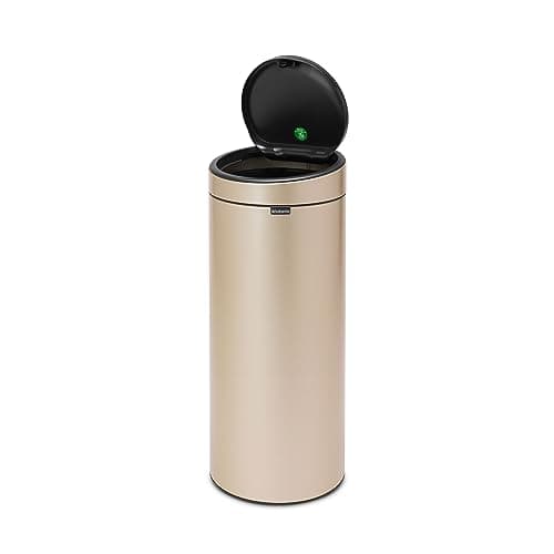 Image of Brabantia 30 L Kitchen Touch Bin New (Metallic Gold) Removable Lid, Soft-Touch Open, Easy Clean Rubbish Waste Bin + Free Bin Bags