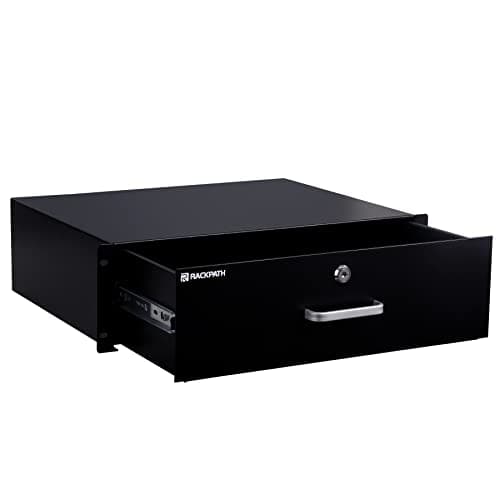 Image of RackPath 3U Rack Mount Drawer for 19 Inch AV/Network/DJ Equipment Racks or Cabinets with Lock and Key