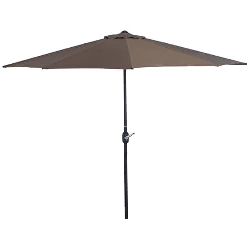 Image of Outsunny 2.7m Garden Half Parasol, Outdoor Balcony Umbrella with 5 Steel Ribs, Patio Sun Shade, Brown