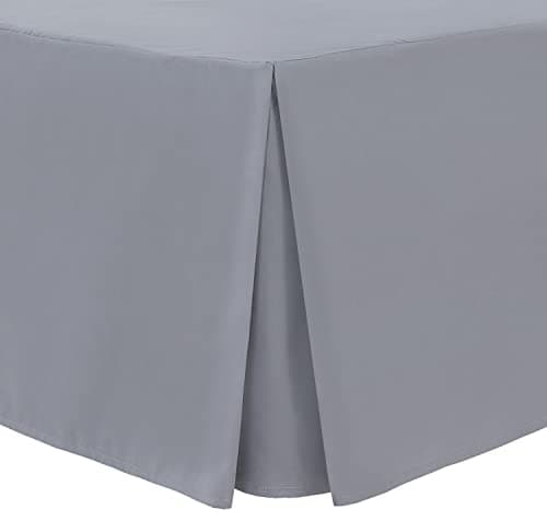 Image of Linen Home Box Pleated Base Valance Sheet Grey King Size Bedding Skirt Valance Sheets, Microfibre Soft Brushed Easy Care Non Iron (King, Grey)