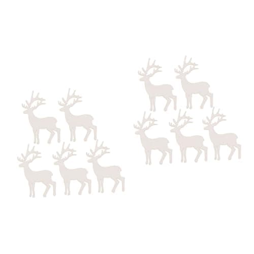 Image of STOBOK Wooden Deer Craft Slices 20 Pcs Natural Small Wood Pieces for Crafts Seasonal Home Wall Decoration DIY Kids Woodwork Kit