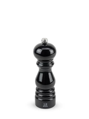 Image of Peugeot - Paris Manual Pepper Mill - Adjustable Grinder - Beechwood, Gloss Black, 18 cm