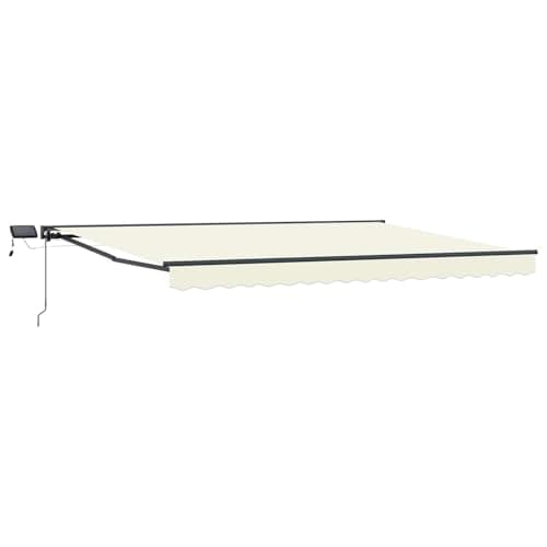 Image of vidaXL Cream and Anthracite 4 x 3.5 m Polyester with PU coating, Garden Shade and Terrace Awning, Modern Manual Canopy with LED Lighting, Adjustable Outdoor Protection and Weather-Resistant Design