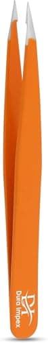 Image of Precise Facial Hair Removal Tweezers Flat Tip Professional Plucking Eyebrow Ingrown Hair, Splinter, Blackhead and Tick Removal Tweezers for Men & Women | Multi Colour (Orange, Pointed Tip)