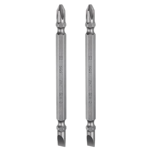 Image of sourcing map 2pcs Magnetic Double Ended Screwdriver Bit 6mm PH2/SL6 4" Length 1/4" Hex Shank S2 Steel Phillips Cross Slotted Flat Screw Driver Bit