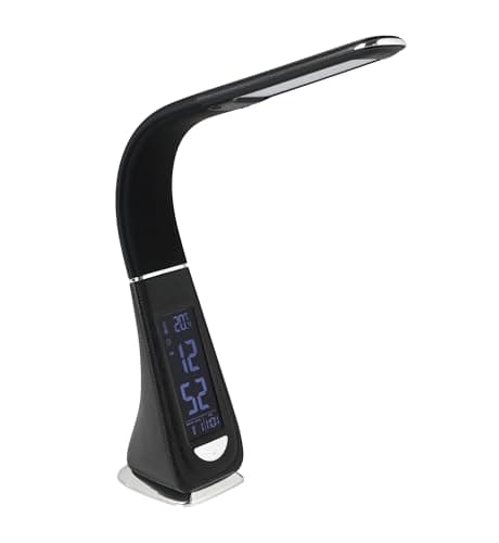 Image of Eglo LED Table lamp Cognoli, Table Light Fixture with Touch, Neutral White, dimmable, info Display, Alarm Clock, Desk lamp Made of Plastic, Office lamp in Black