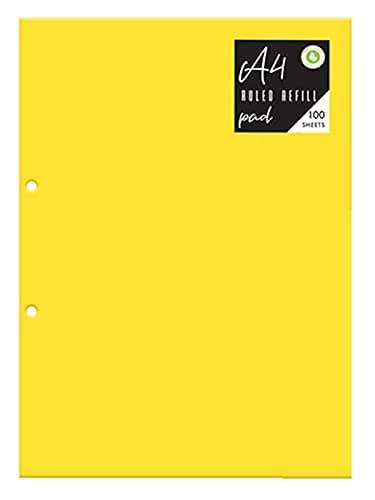 Image of A4 Ruled White Paper Refill Yellow Notepad Notebook 100 Sheets