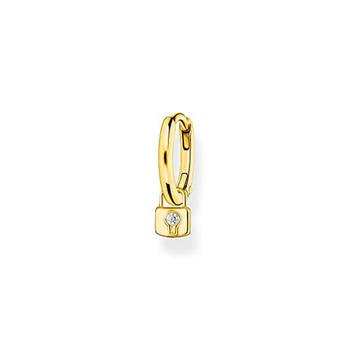 Image of Thomas Sabo single hoop earrings with lock pendant gold-plated silver CR700-414-14