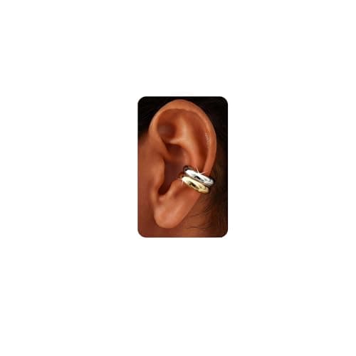 Image of Kakonia Hypoallergenic Ear Cuff Non-Piercing Earrings Women's Chunky Earcuff Earrings 14K Gold Plated Silver No Hole Clip on Cartilage Earring - Gold and Silver