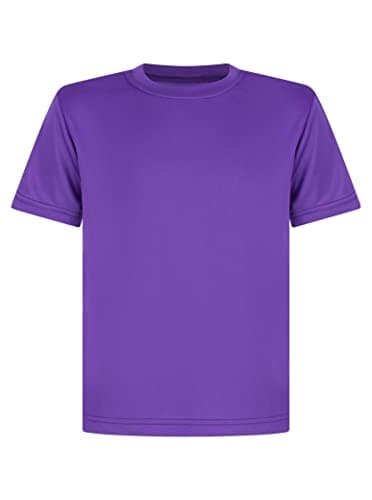 Image of Athletic Sportswear Kids T Shirts Football Tops Gym Boys Girls School P.E Sports Fitness Running Top T-Shirt (11-12 Years, Purple)