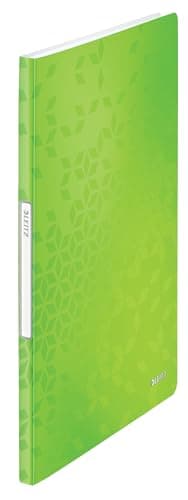 Image of Leitz 46310054 A4 Display Book, 20 Pockets, 40 Sheet Capacity, Transparent Pockets, WOW Range, Green