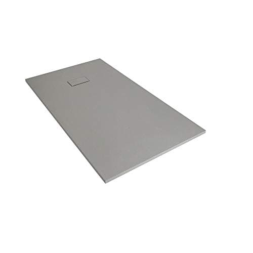 Image of Milano Rasa Light Grey Low Profile Rectangular Textured Slate Effect Shower Tray - 1200mm x 900mm