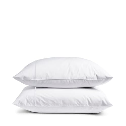 Image of Luxury 100% Organic Cotton Simple Embroidered Pillowcases | Pillow cases 50 x 75cm | Luxurious Hotel Quality Pure Cotton | Oxford or Housewife | Percale Finish | White/White - No Border