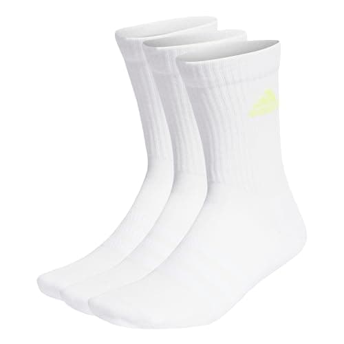Image of adidas Unisex Cushioned Crew Socks 3 Pairs Socks, White / Lucid Cyan / Lucid Lemon / Lucid Pink, 11-12.5
