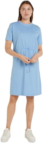 Image of Tommy Hilfiger Women's Round Neck Cotton T-Shirt Dress, Blue (Vessel Blue), XS