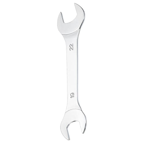 Image of sourcing map Super Thin Open End spanners Metric, 19mm x 22mm, Slim Chrome-Vanadium Steel Wrench Tool for Tight Spaces Repair