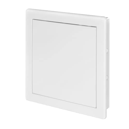 Image of Awenta 200 x 200 mm Plastic Access Panel Door - White Opening Flap Cover Plate - Inspection Hatch - Door Latch - Concealed Hinge - Removable Door - Paintable Smooth Surface (8 x 8 Inches)