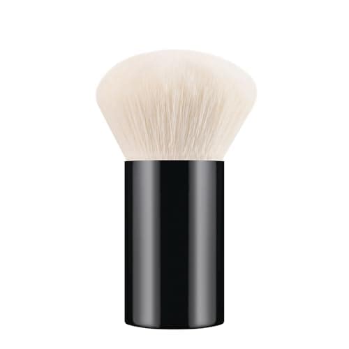 Image of HAPPITON Kabuki Face Brush - Synthetic Bristles for Wet/Dry Makeup - Soft, Absorbent & Versatile for Bronzer, Powder & Highlighter (White)