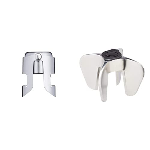 Image of BarCraft Champagne Stopper with Luxury Polished Finish, Stainless Steel & BCCHAMOP Champagne/Sparkling Wine Opener, Stainless Steel, 7 x 7 x 4 cm